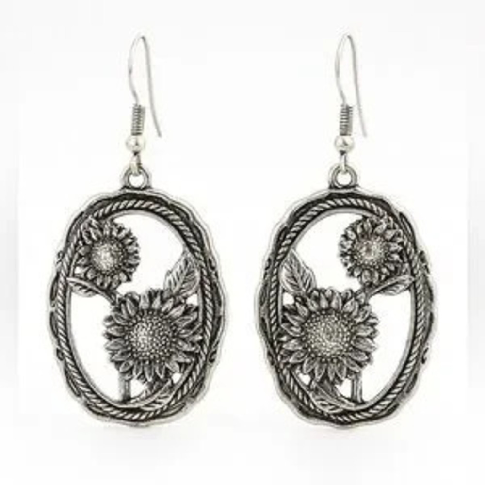 Elegant Western Silver Floral Earrings